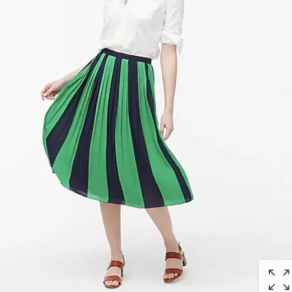 J. Crew Dresses & Skirts - J Crew Skirt Womens 0 Navy Blue Kelly Green Pleated Flowy Classic Coastal Preppy